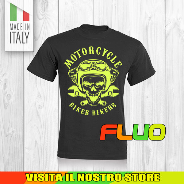 T SHIRT MAGLIA FLUO 2 BIKER MOTO CYCLE CHOPPERS MOTOR VINTAGE OLD UOMO DONNA