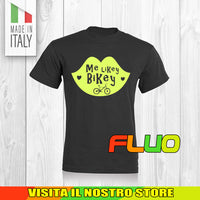 T SHIRT MAGLIA FLUO BIKE DOWNHILL BIKER 18 CYCLE MTB BICI IDEA REGALO UOMO DONNA